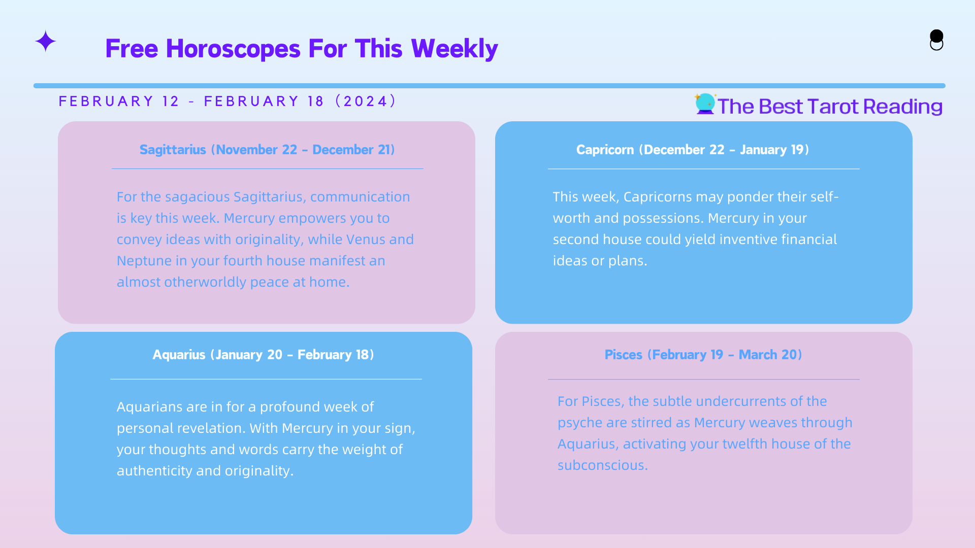 Free Horoscopes For This Week （February 12 - February 18，2024）